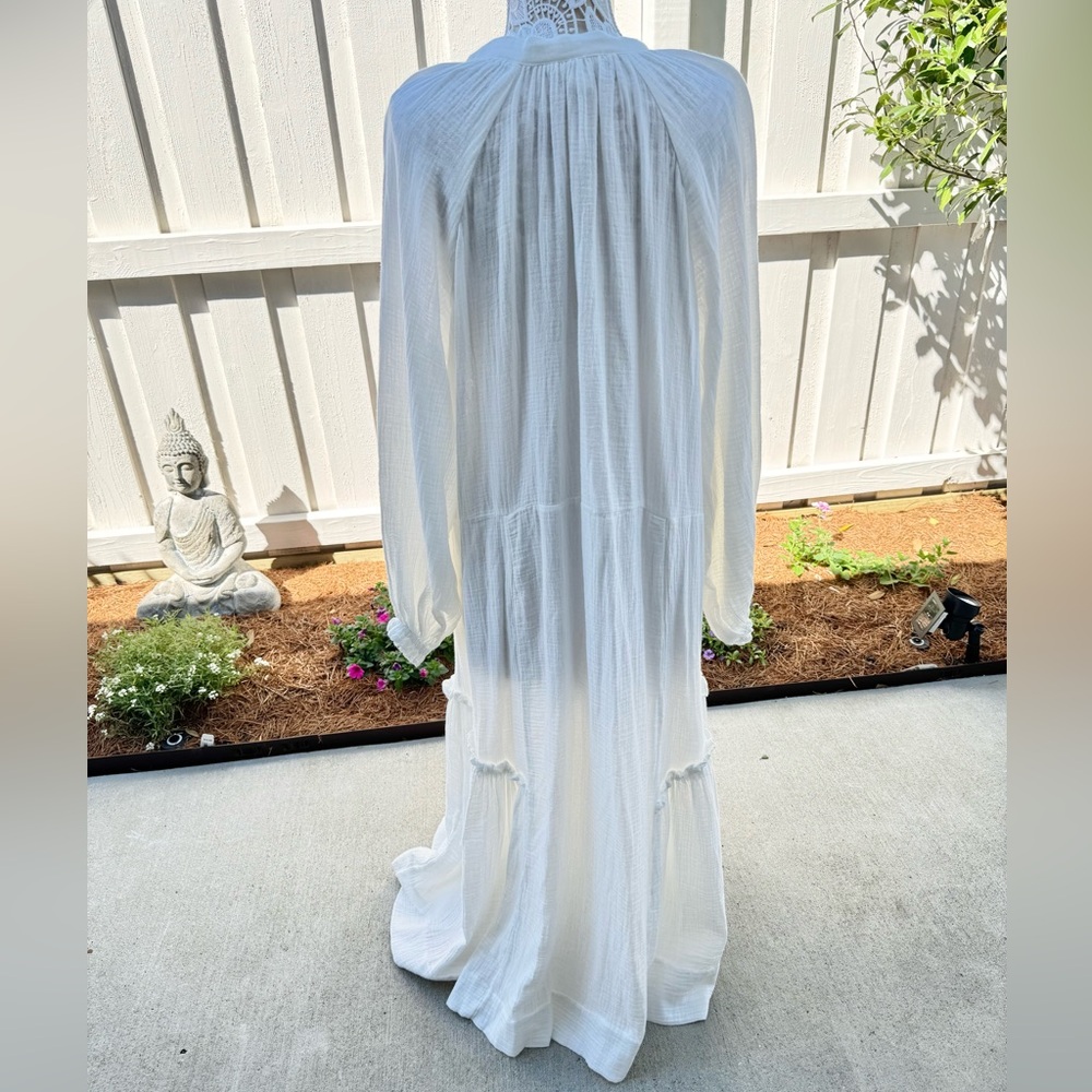 H & M White Gauze Maxi Dress L - Picture 4 of 16
